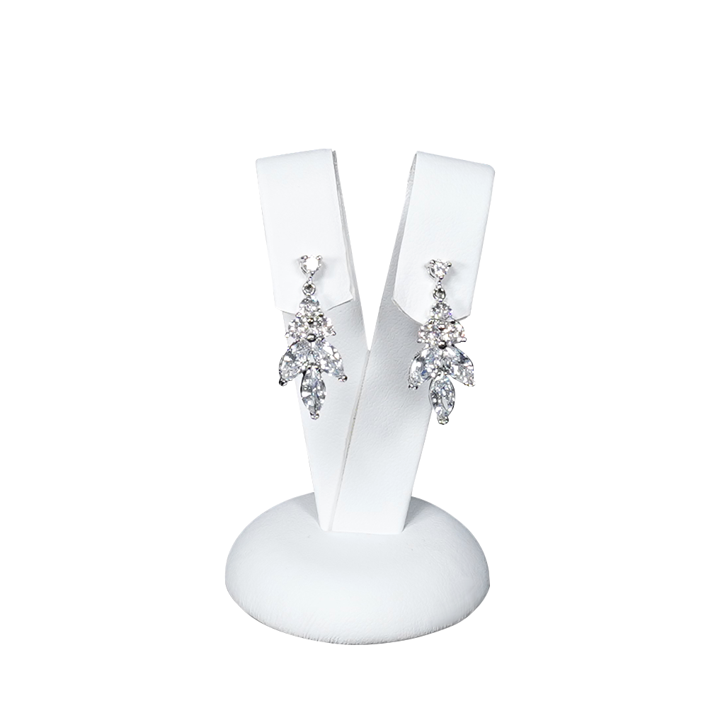 Sophisticated White Faux Leather Earring Display Holder - small
