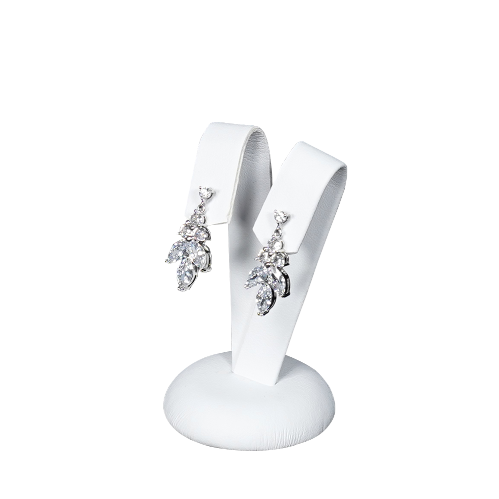 Sophisticated White Faux Leather Earring Display Holder - small