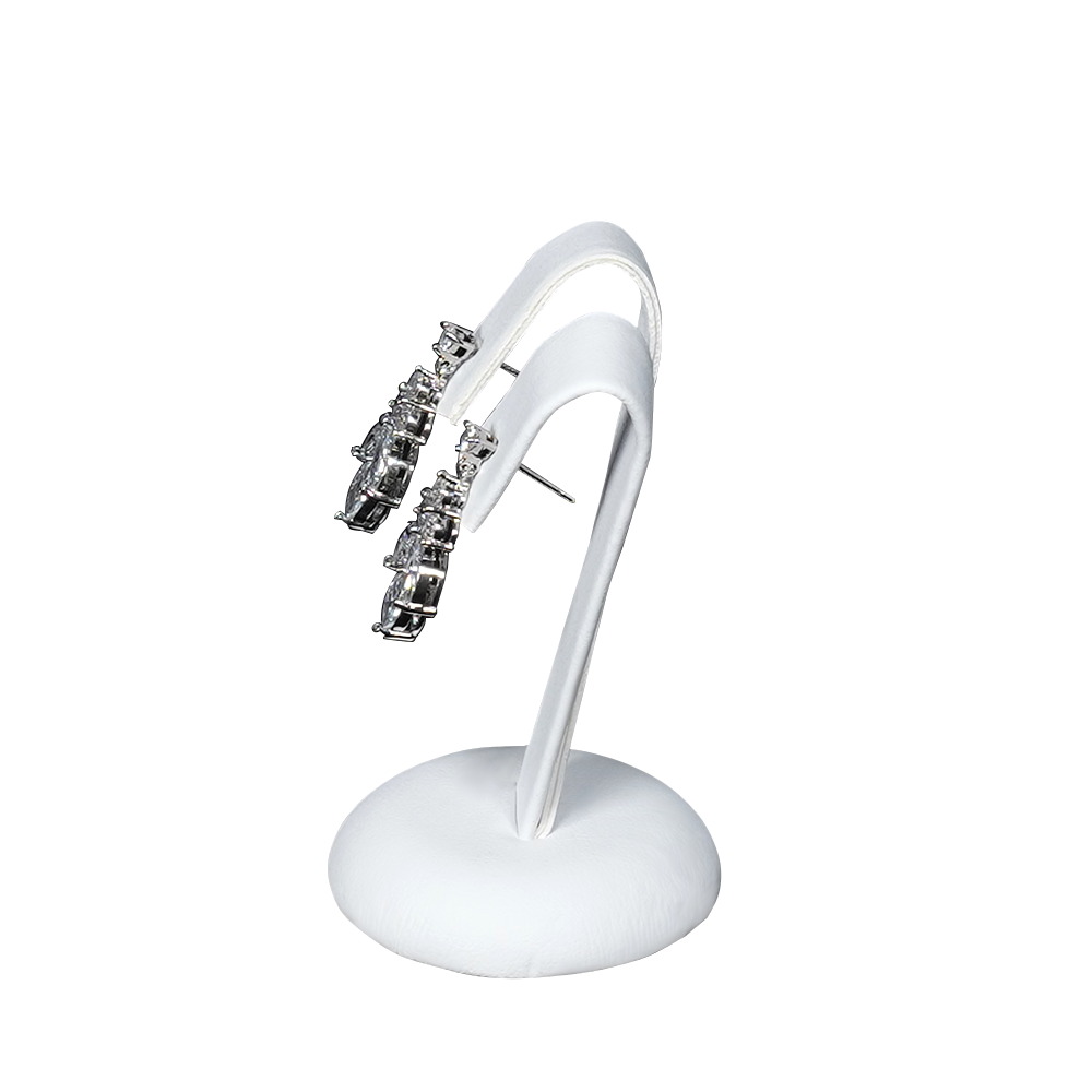 Sophisticated White Faux Leather Earring Display Holder - small