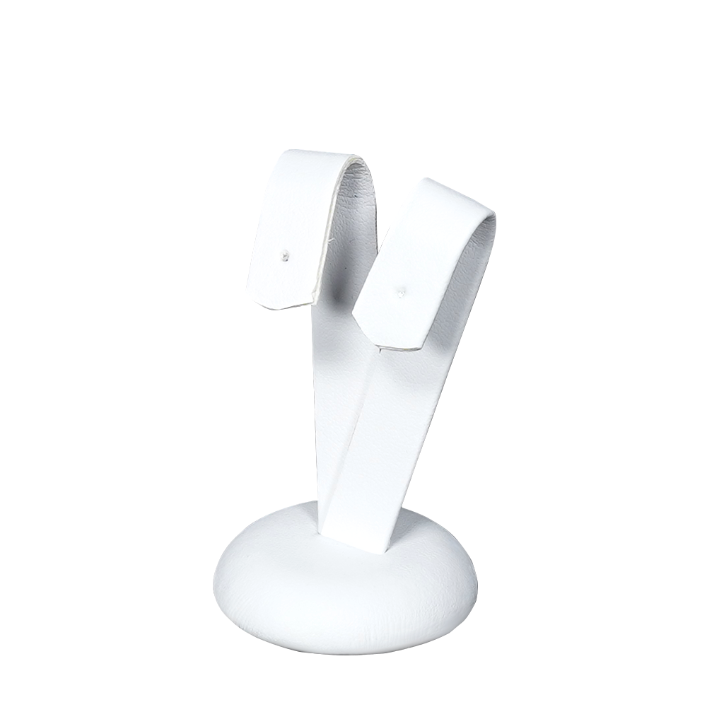 Sophisticated White Faux Leather Earring Display Holder - large