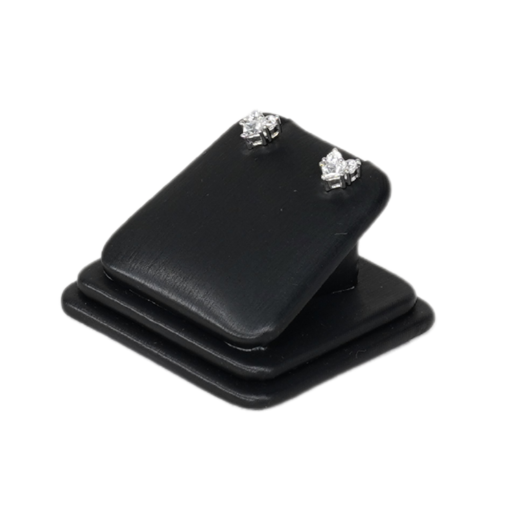 Elegant Faux Leather Rounded Corner Ring display holder - black