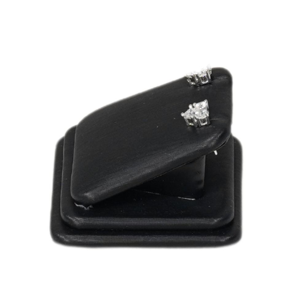 Elegant Faux Leather Rounded Corner Ring display holder - black
