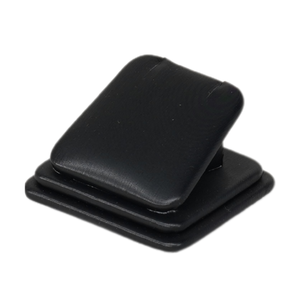 Elegant Faux Leather Rounded Corner Ring display holder - black