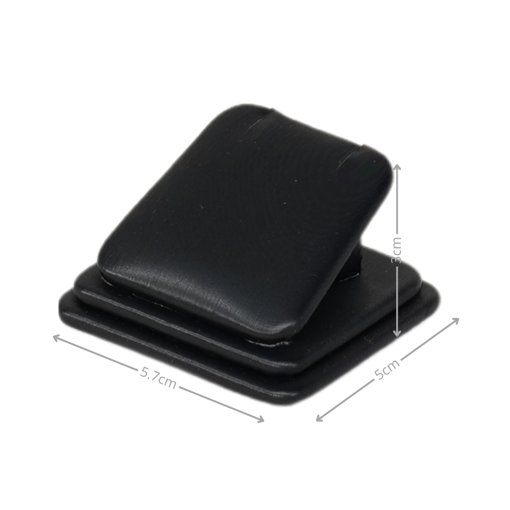 Elegant Faux Leather Rounded Corner Ring display holder - black