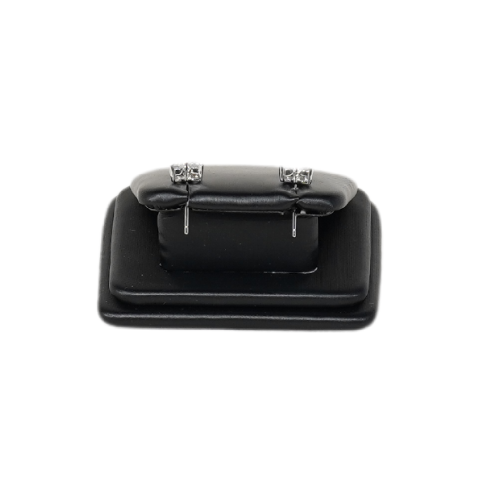 Elegant Faux Leather Rounded Corner Ring display holder - black