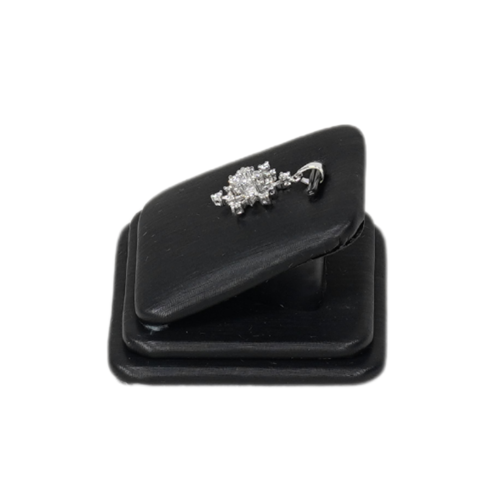 Elegant Faux Leather Rounded Corner Pendant display holder - black