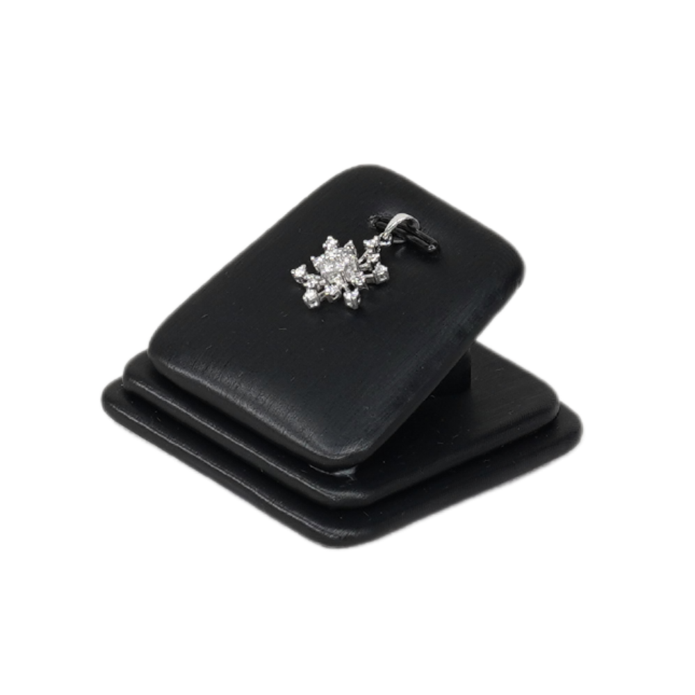Elegant Faux Leather Rounded Corner Pendant display holder - black