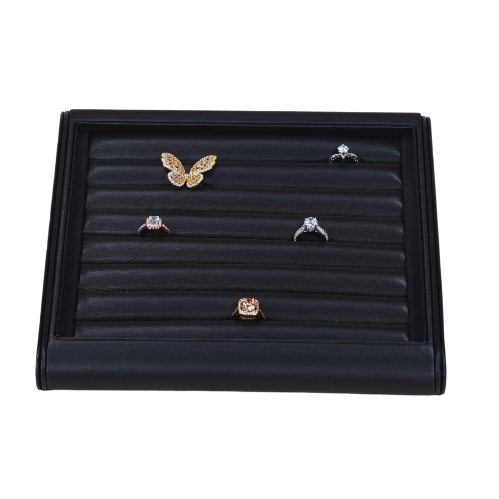 Ring display black 719ER -4 black Deluxe Faux Leather ring Display Trays