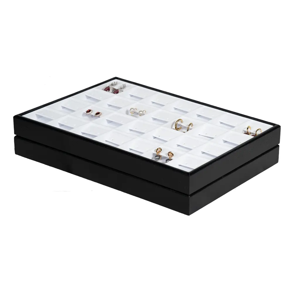 Stackable jewellery tray Earring Organiser angle view with earring01 TE81