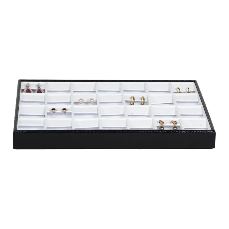 Stackable jewellery tray Earring Organiser front view with earring TE81