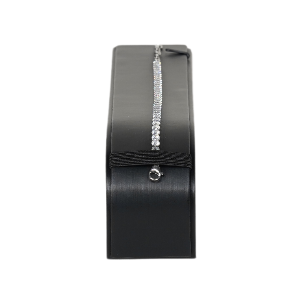 black Sleek Faux Leather Bracelet Display Stand with Secure Hooks