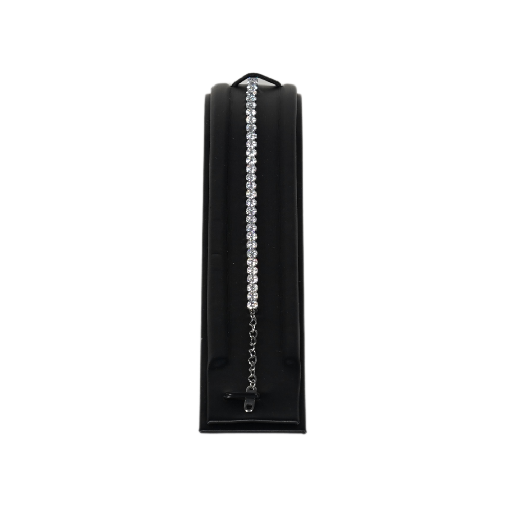 black Sleek Arch Design Bracelet Display Stand with Secure Hook and Elastic Band