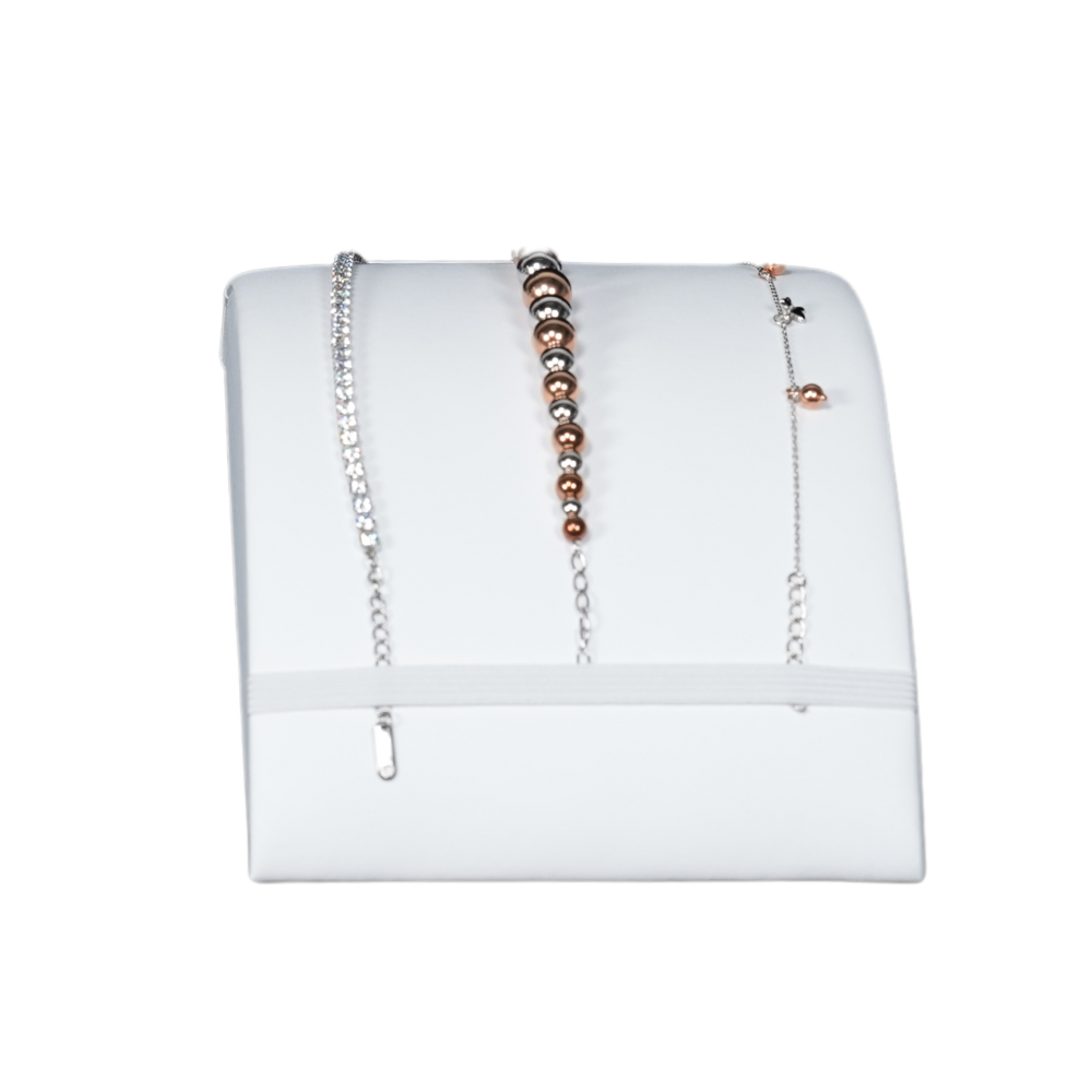 white Premium Faux Leather Bracelets Display Stand