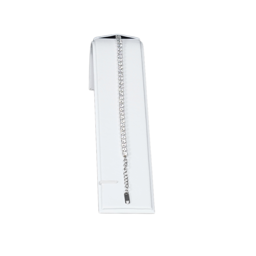 white Sleek Faux Leather Bracelet Display Stand with Secure Hooks