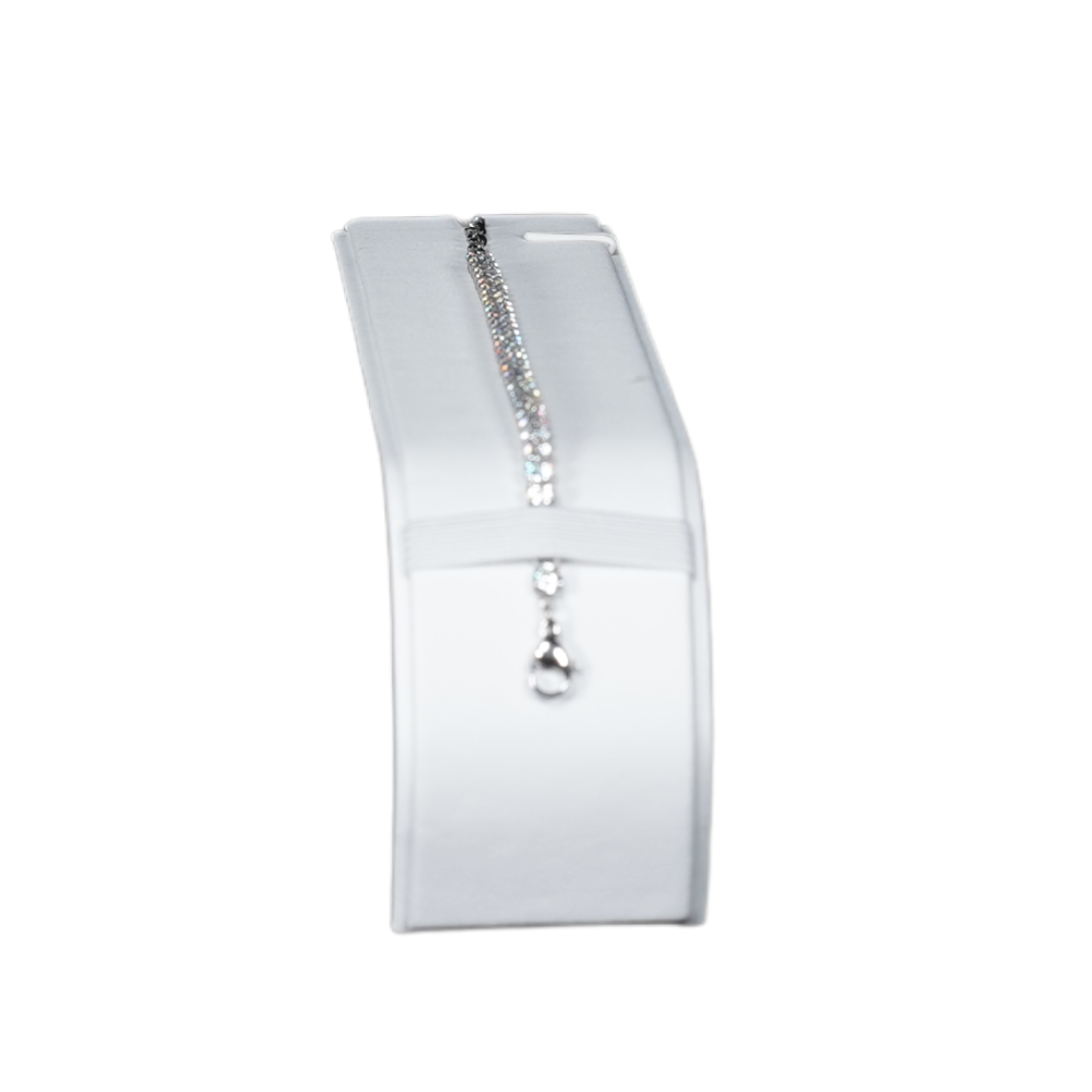 white Sleek Faux Leather Bracelet Display Stand with Secure Hooks