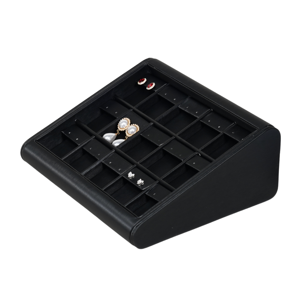 black Deluxe Faux Leather earring Display Trays