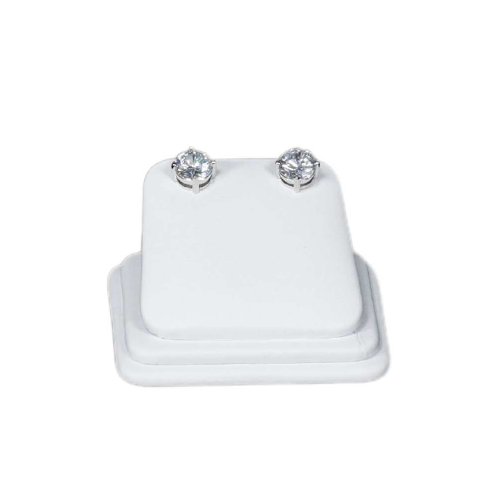 Elegant Faux Leather Rounded Corner Ring display holder - white