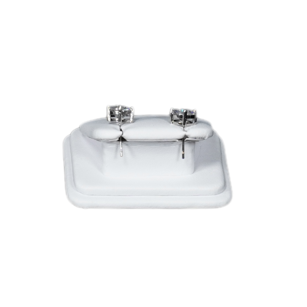 Elegant Faux Leather Rounded Corner Ring display holder - white