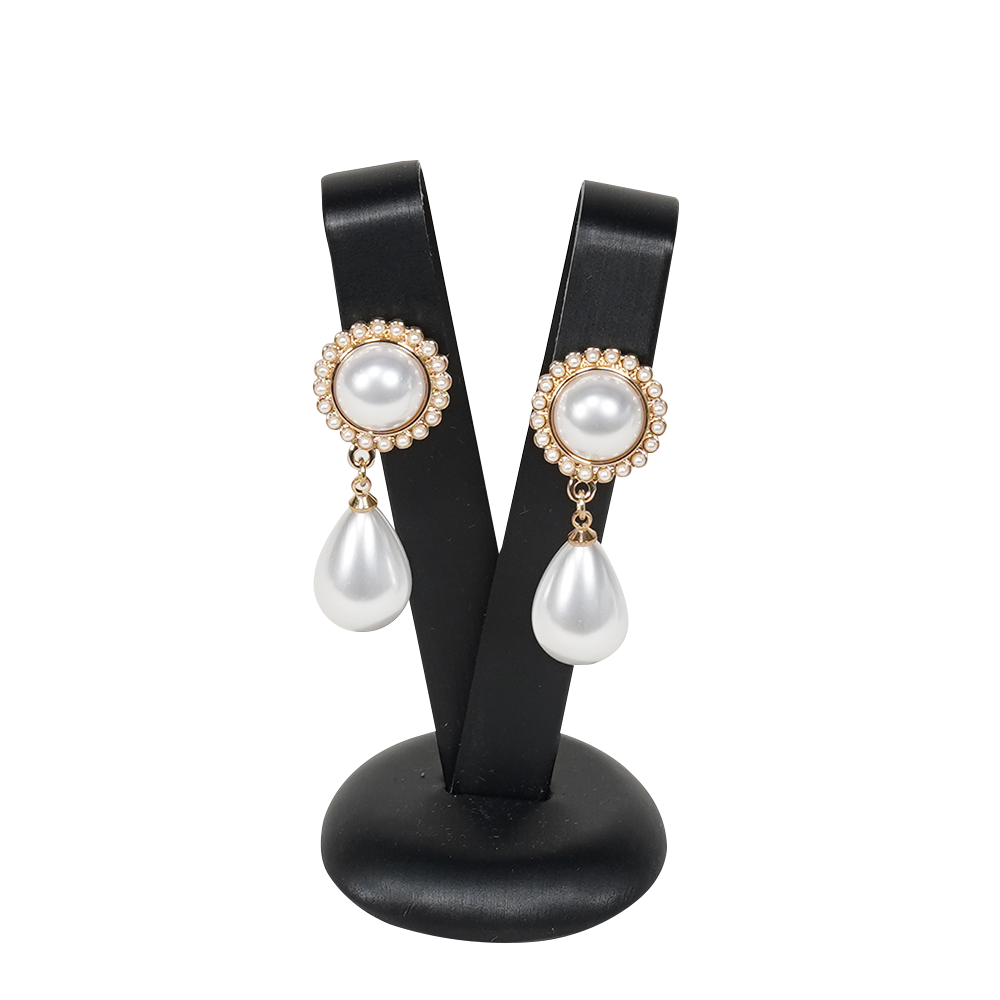 Sophisticated black Faux Leather Earring Display Holder - large