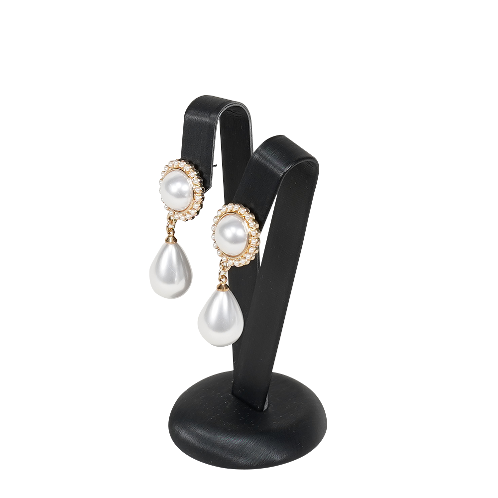 Sophisticated black Faux Leather Earring Display Holder - large