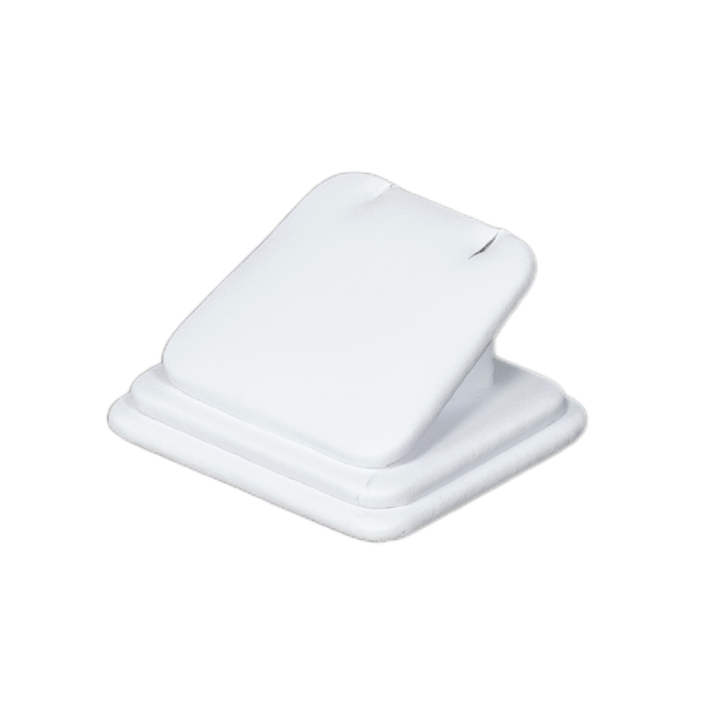 Elegant Faux Leather Rounded Corner Ring display holder - white