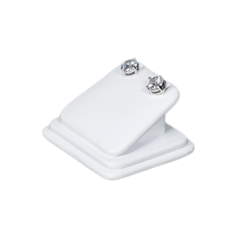 Elegant Faux Leather Rounded Corner Ring display holder - white