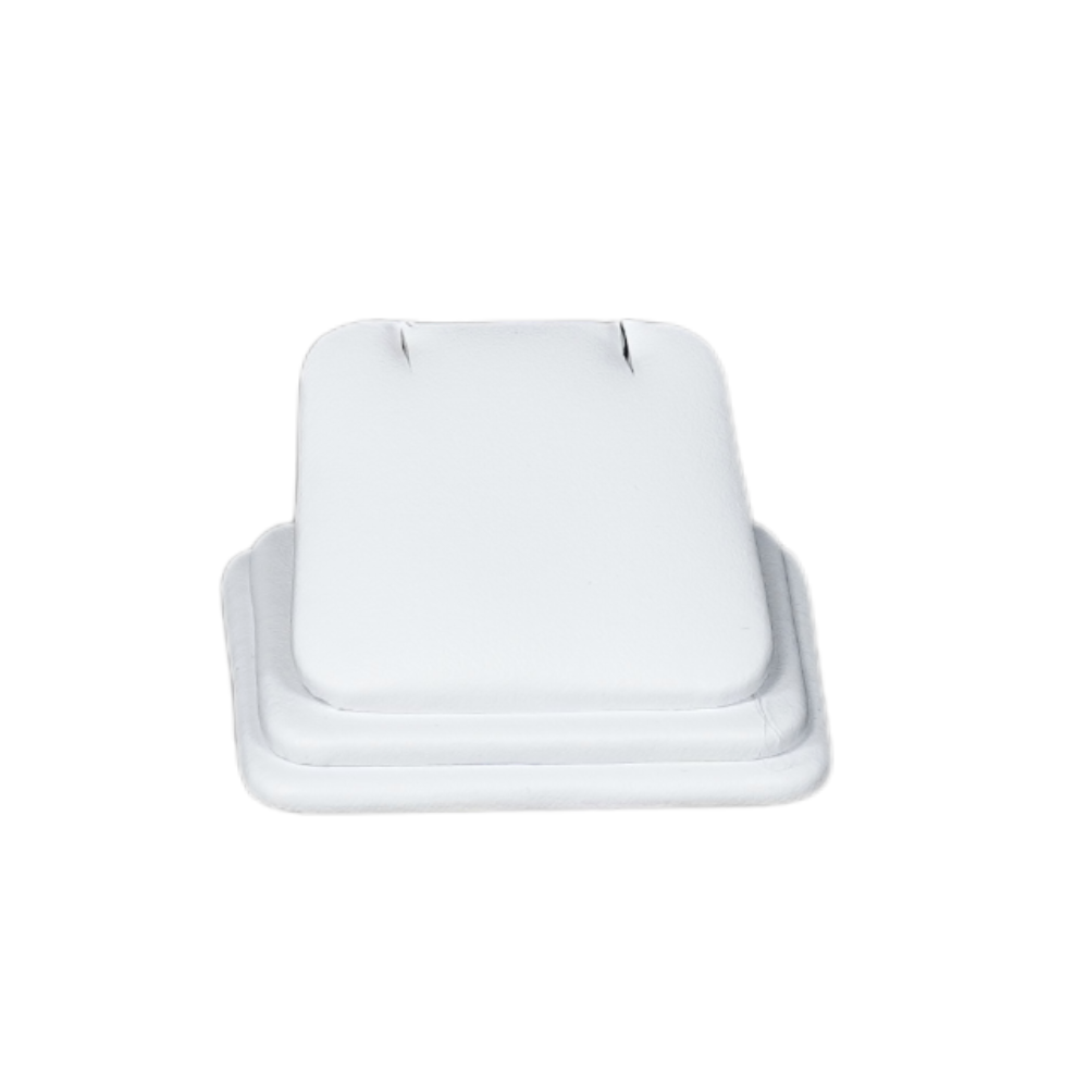 Elegant Faux Leather Rounded Corner Ring display holder - white