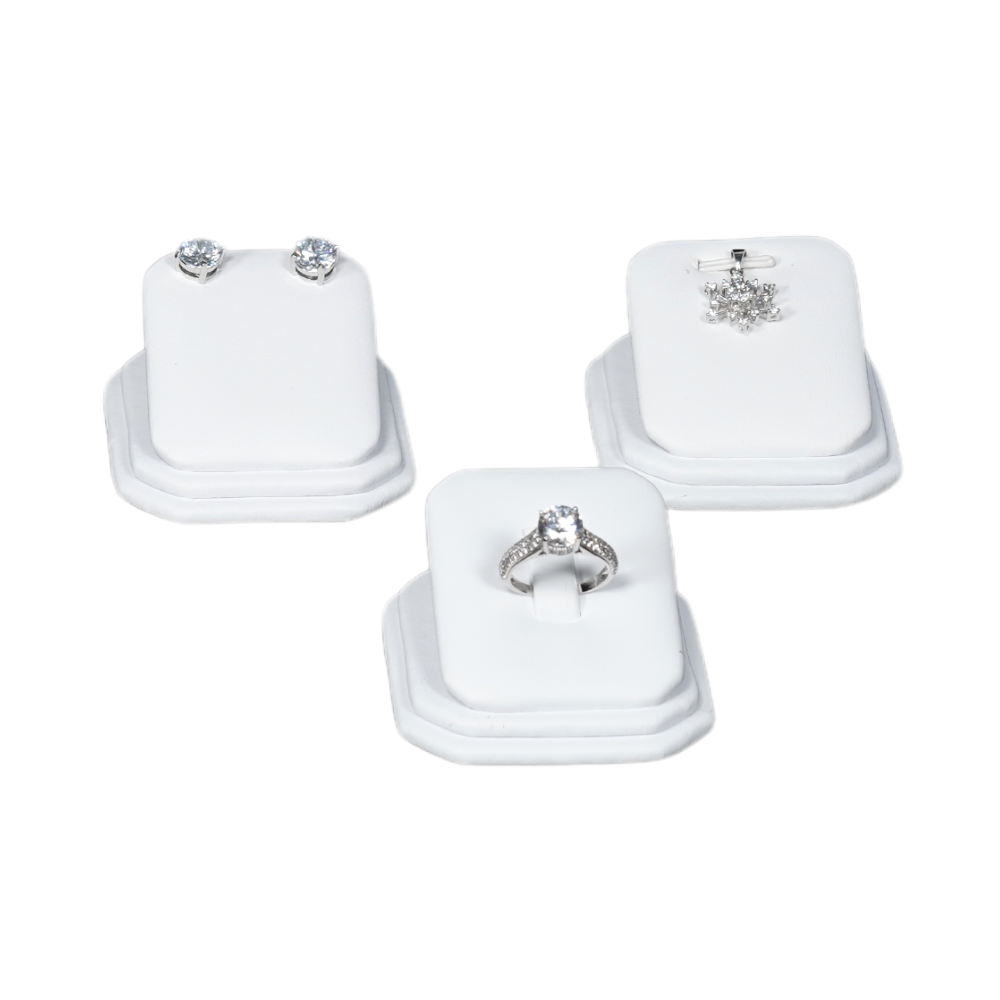 jewellery dispaly stand 725I-1 Elegant Faux Leather Jewelry Display Set - white