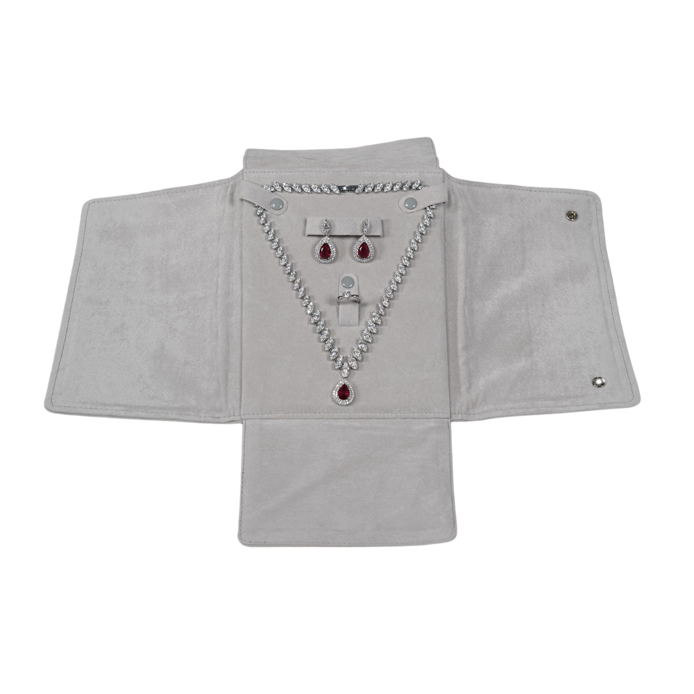 Luxury Velvet Jewelry Set Pouch - grey