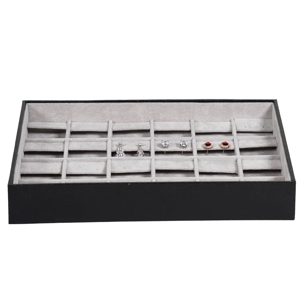 jewellery-storage-box-for-earring-grey-6x4-open-front-view-with-earring-BXES81GR jewellery storage box for earring grey 6x4 open front view with earring