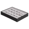 jewellery storage box for earring grey 6x4 open side view with earring