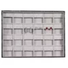 jewellery storage box for earring grey 6x4 open top view with earring