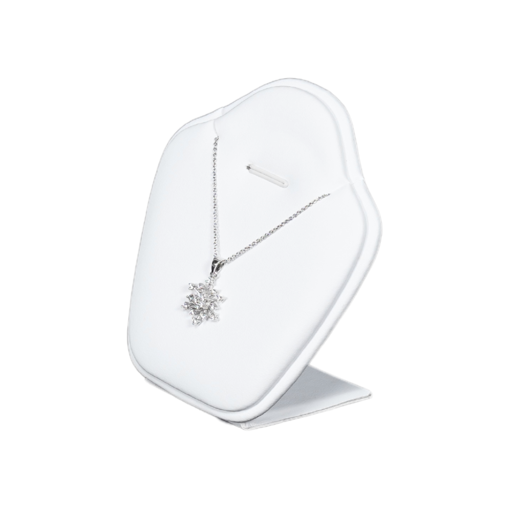 Elegant Faux Leather Necklace Display Stand with Rounded Edges white