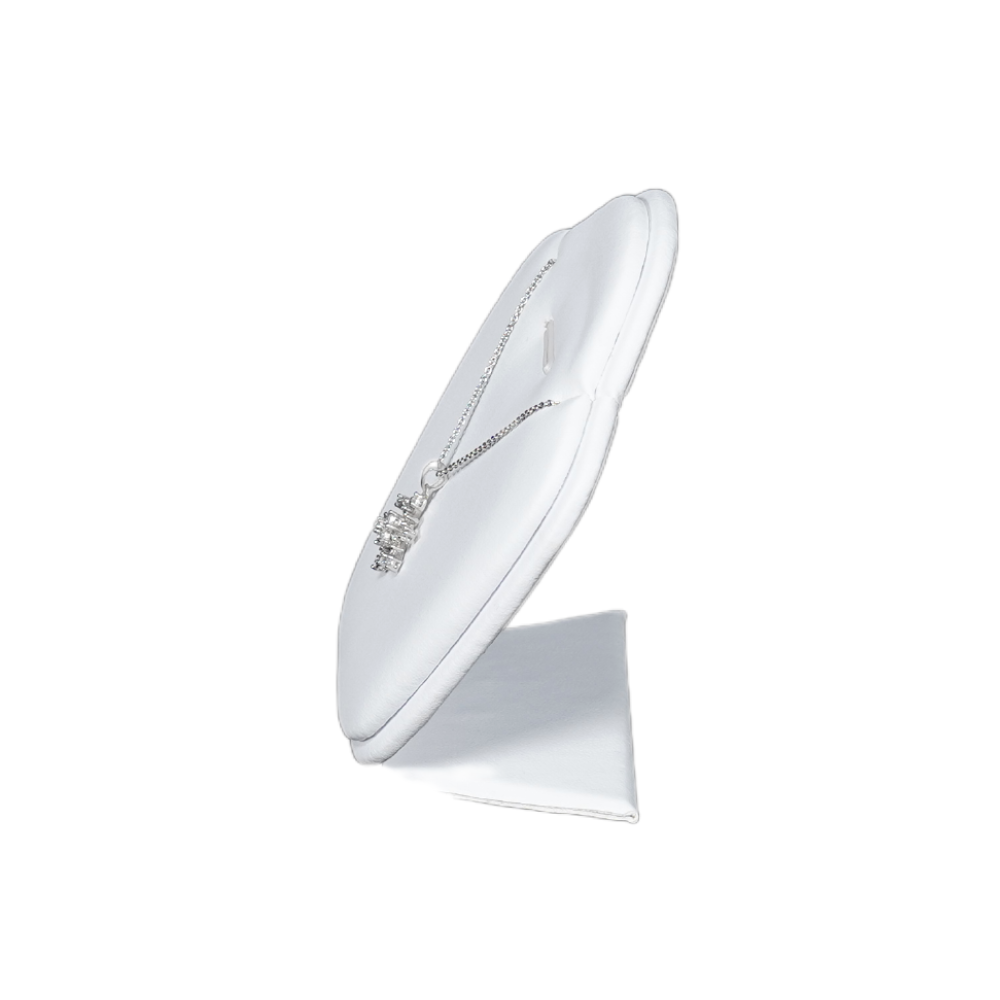 Elegant Faux Leather Necklace Display Stand with Rounded Edges white