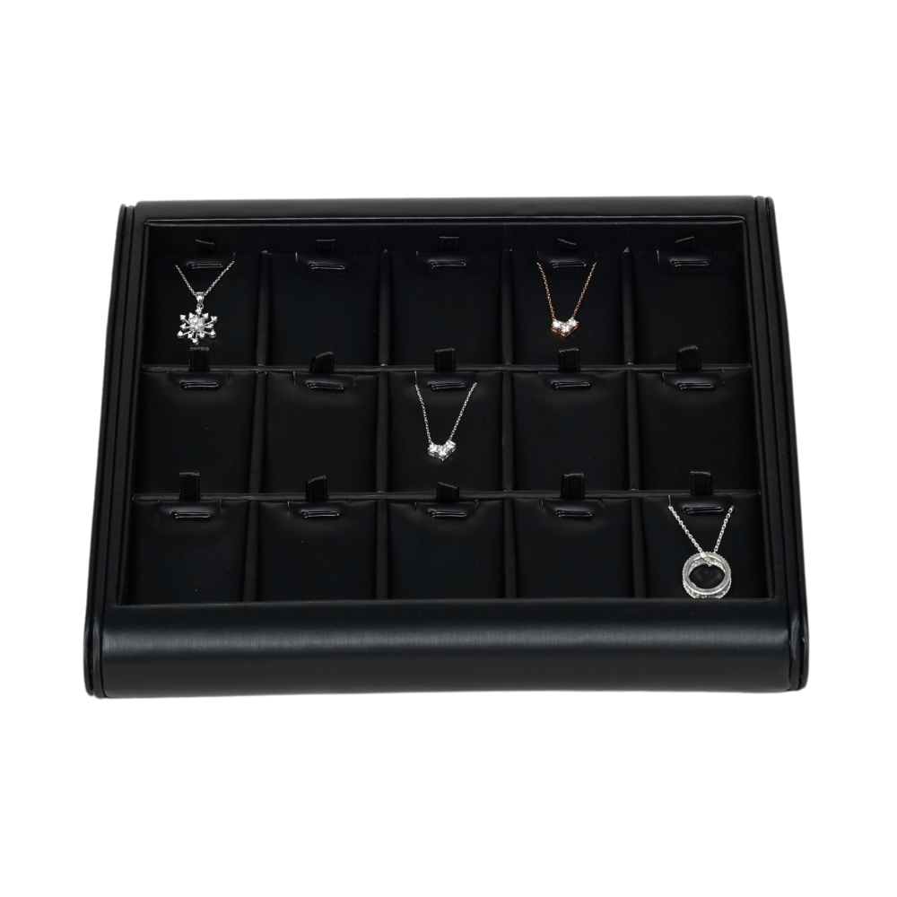 black Deluxe Faux Leather Pandent Display Trays