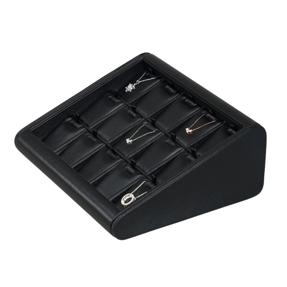 black Deluxe Faux Leather Pandent Display Trays