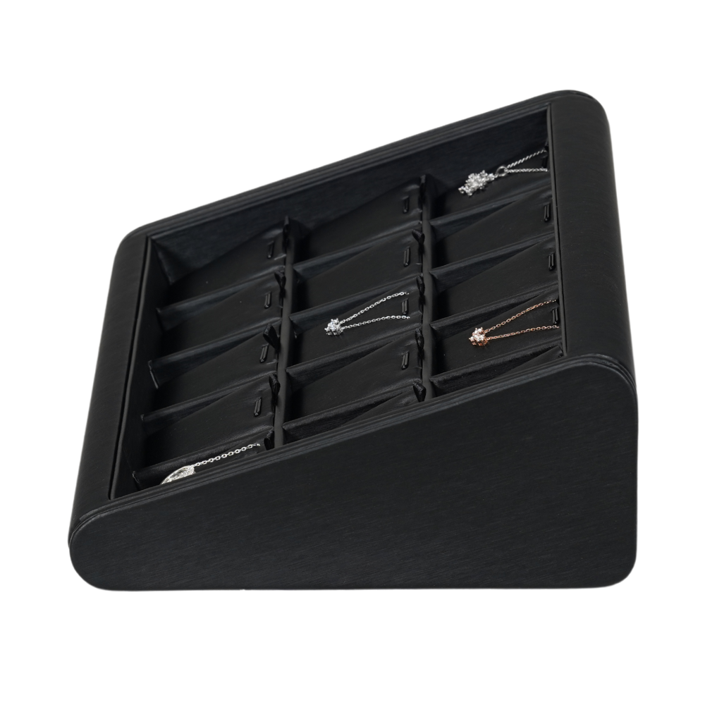 black Deluxe Faux Leather Pandent Display Trays