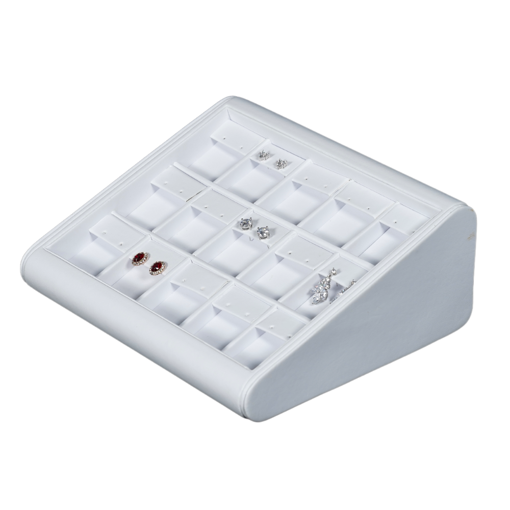 white Deluxe Faux Leather earring Display Trays