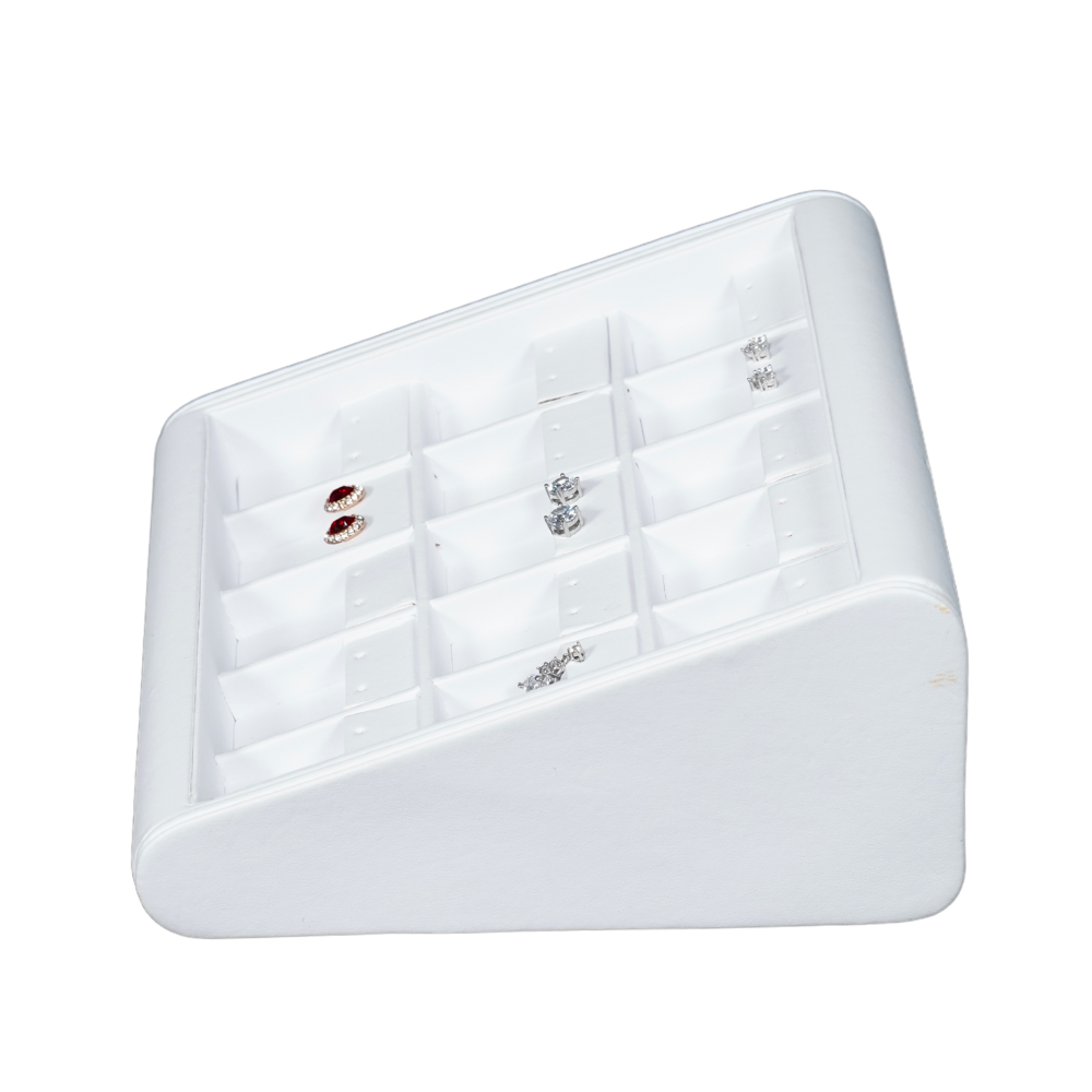 white Deluxe Faux Leather earring Display Trays