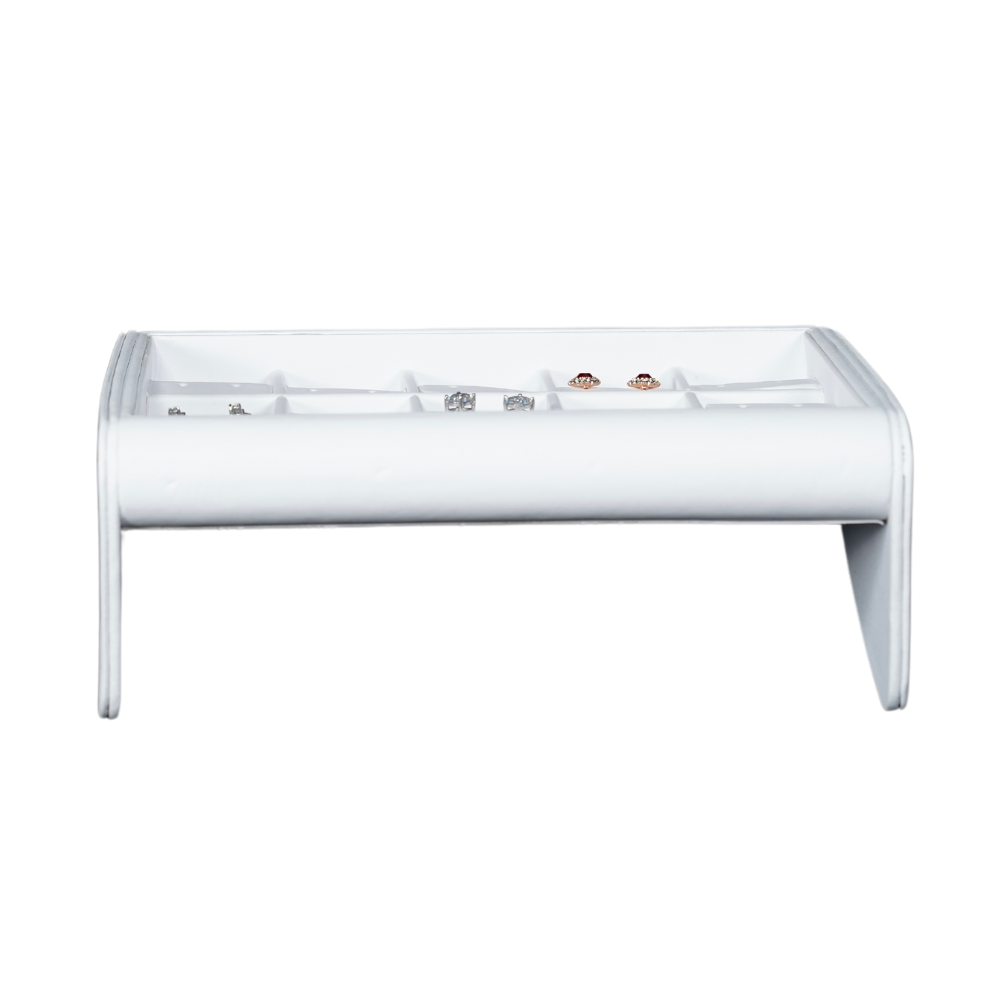 white Deluxe Faux Leather earring Display Trays