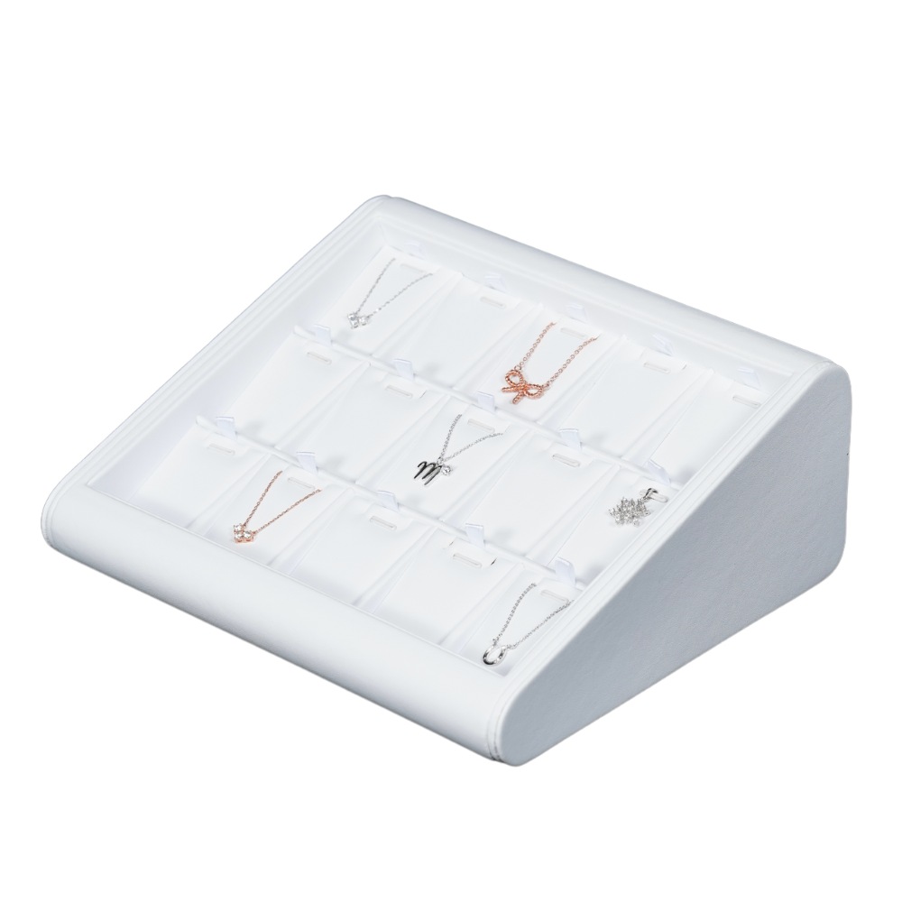 white Deluxe Faux Leather Pandent Display Trays