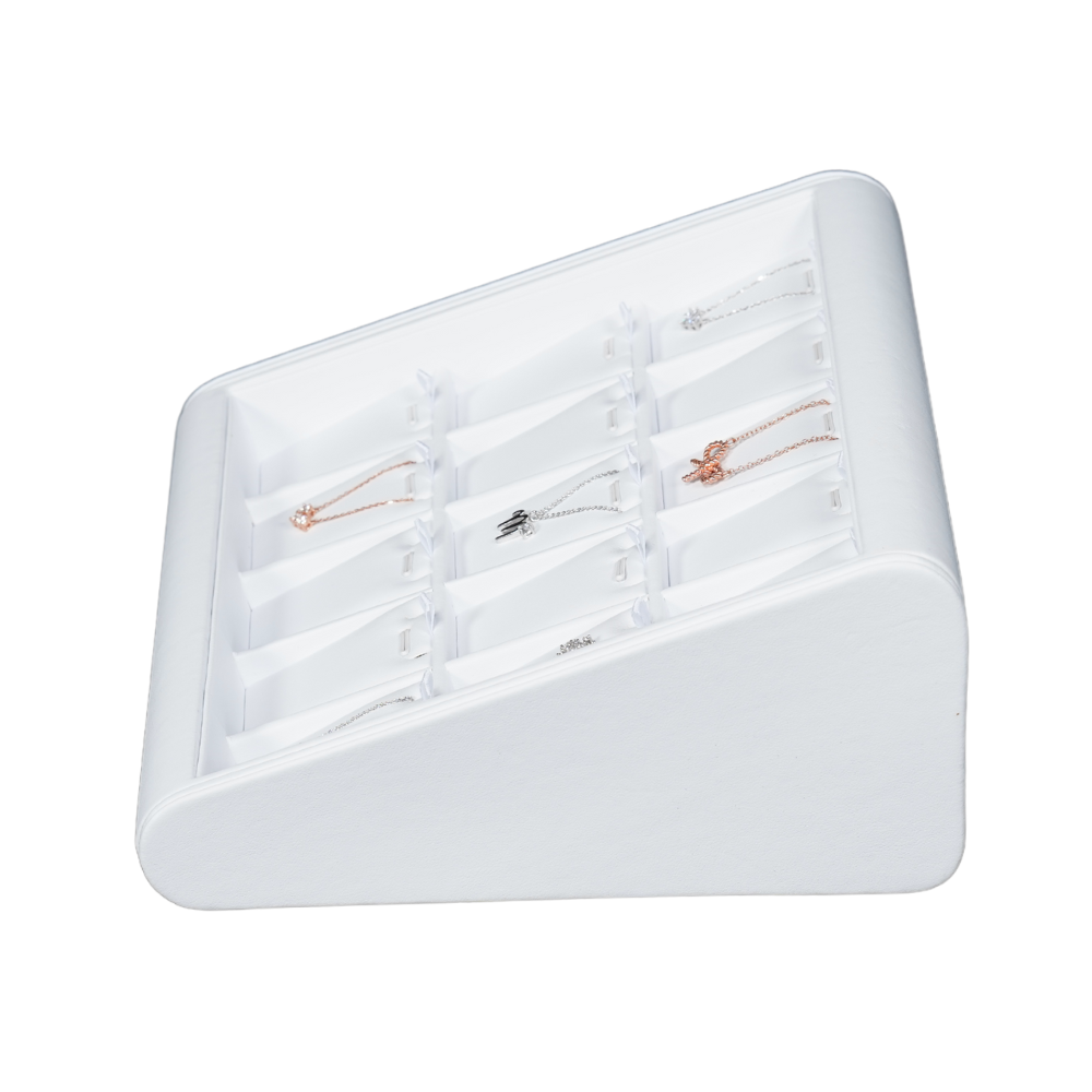 white Deluxe Faux Leather Pandent Display Trays