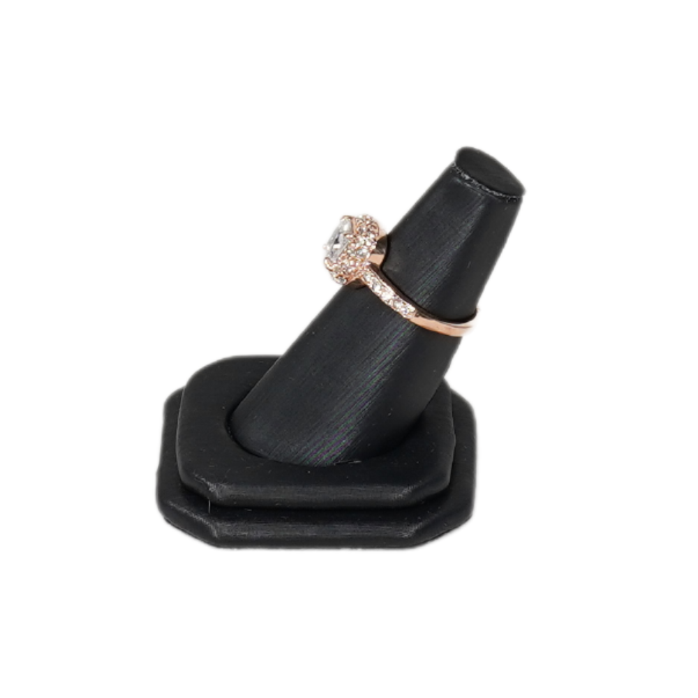 Elegant Faux Leather Ring Display Holder black