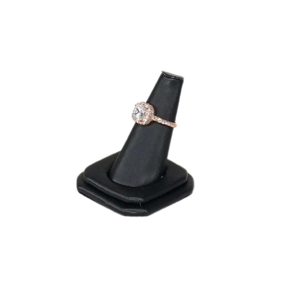 Elegant Faux Leather Ring Display Holder black
