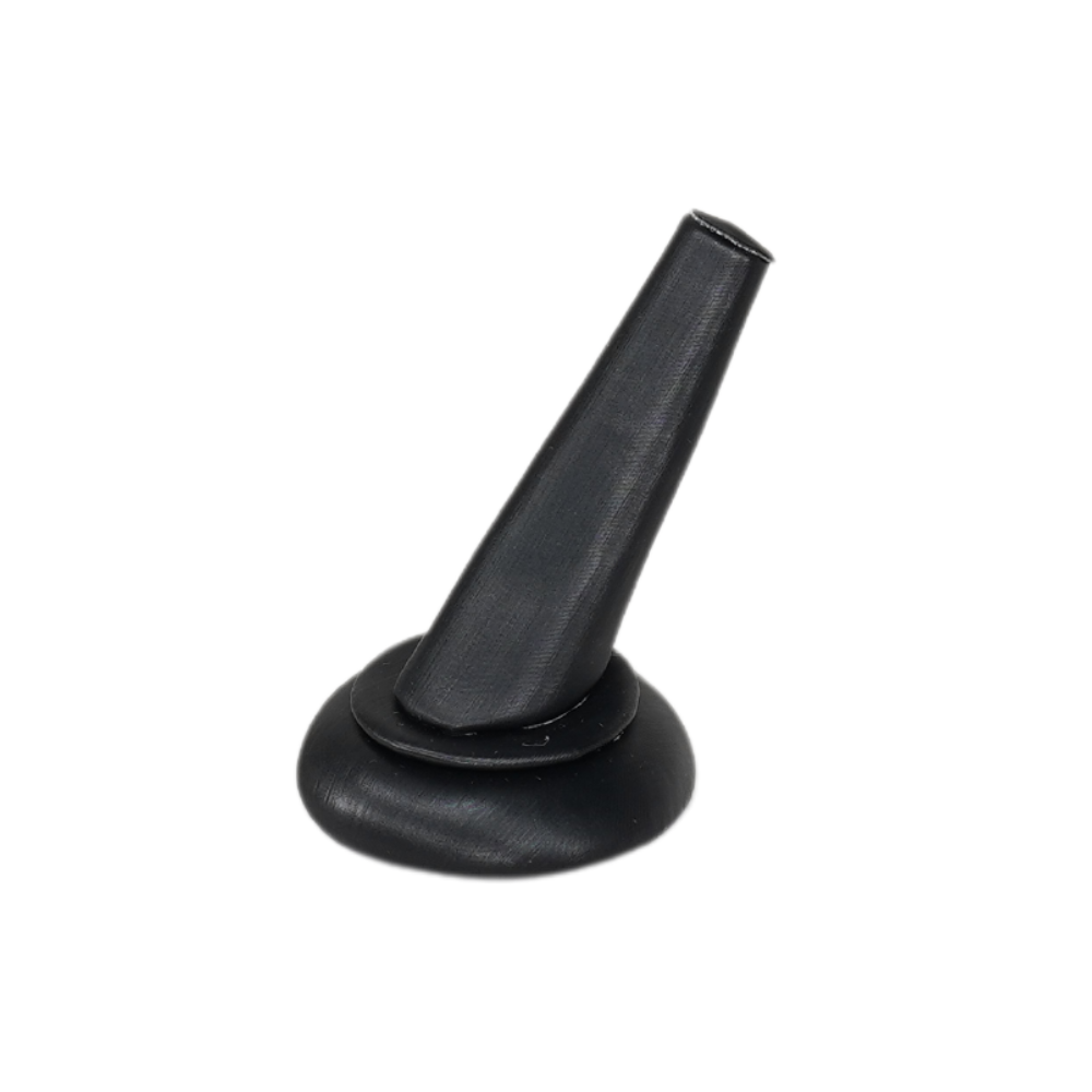 Elegant Faux Leather Round Base Ring Display Holder black