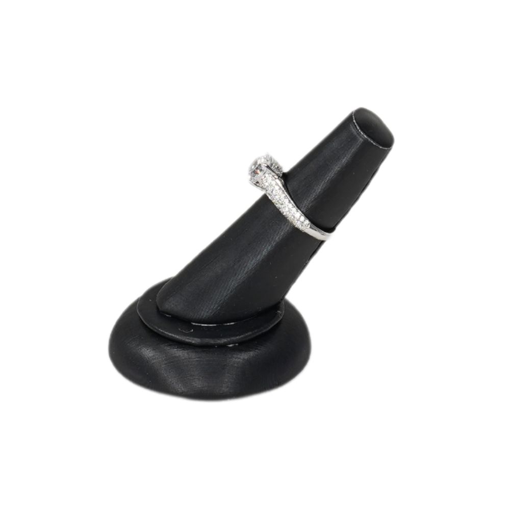 Elegant Faux Leather Round Base Ring Display Holder black