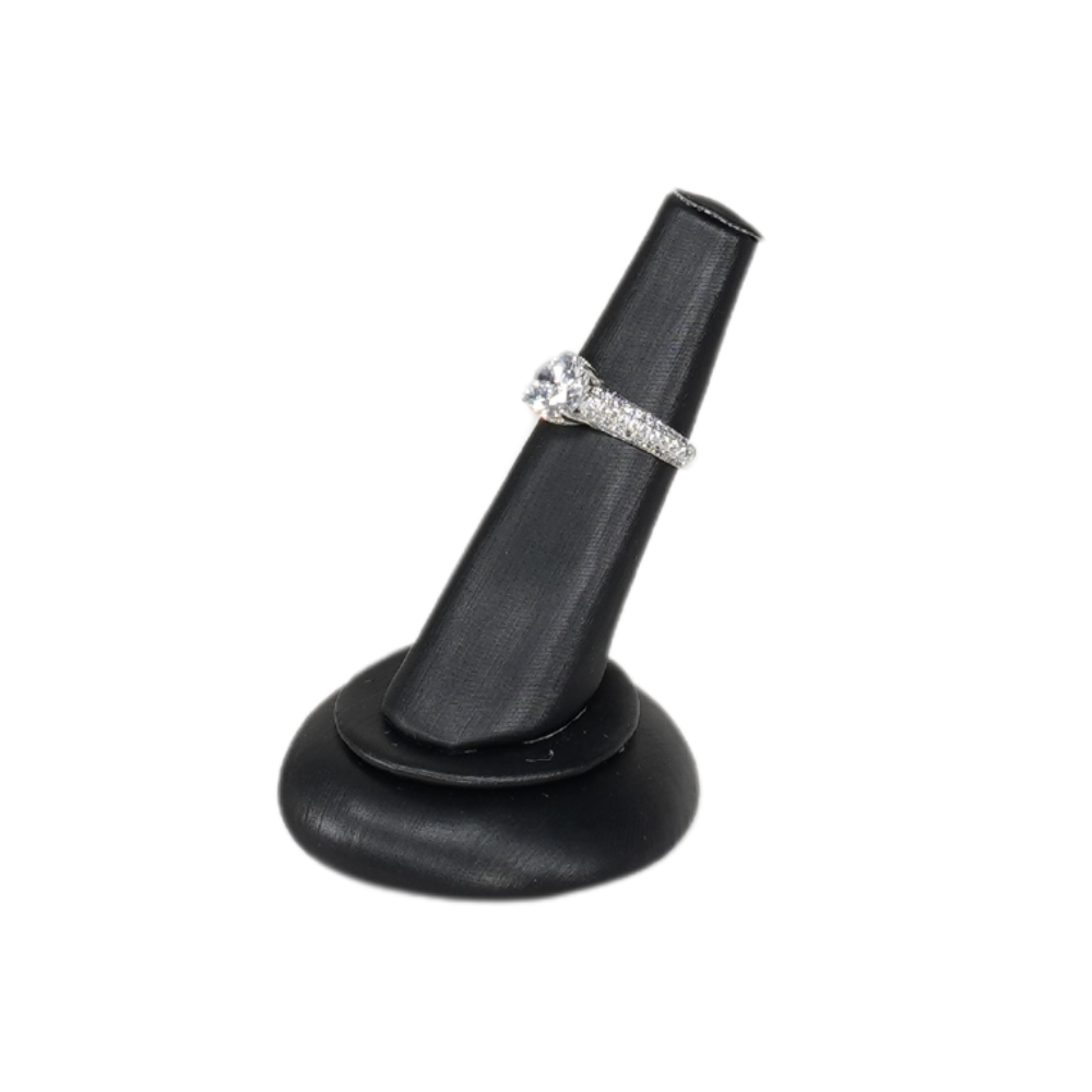 Elegant Faux Leather Round Base Ring Display Holder black