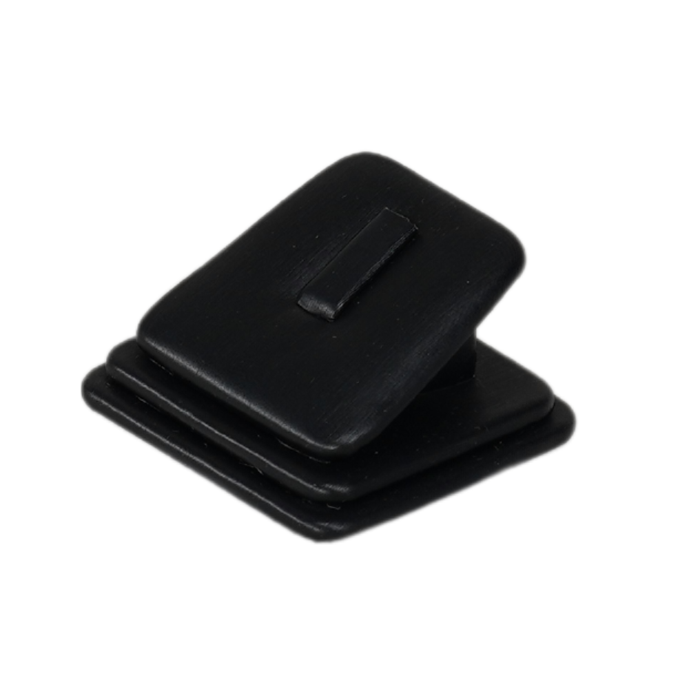 Elegant Faux Leather Rounded Corner ring display holder - black