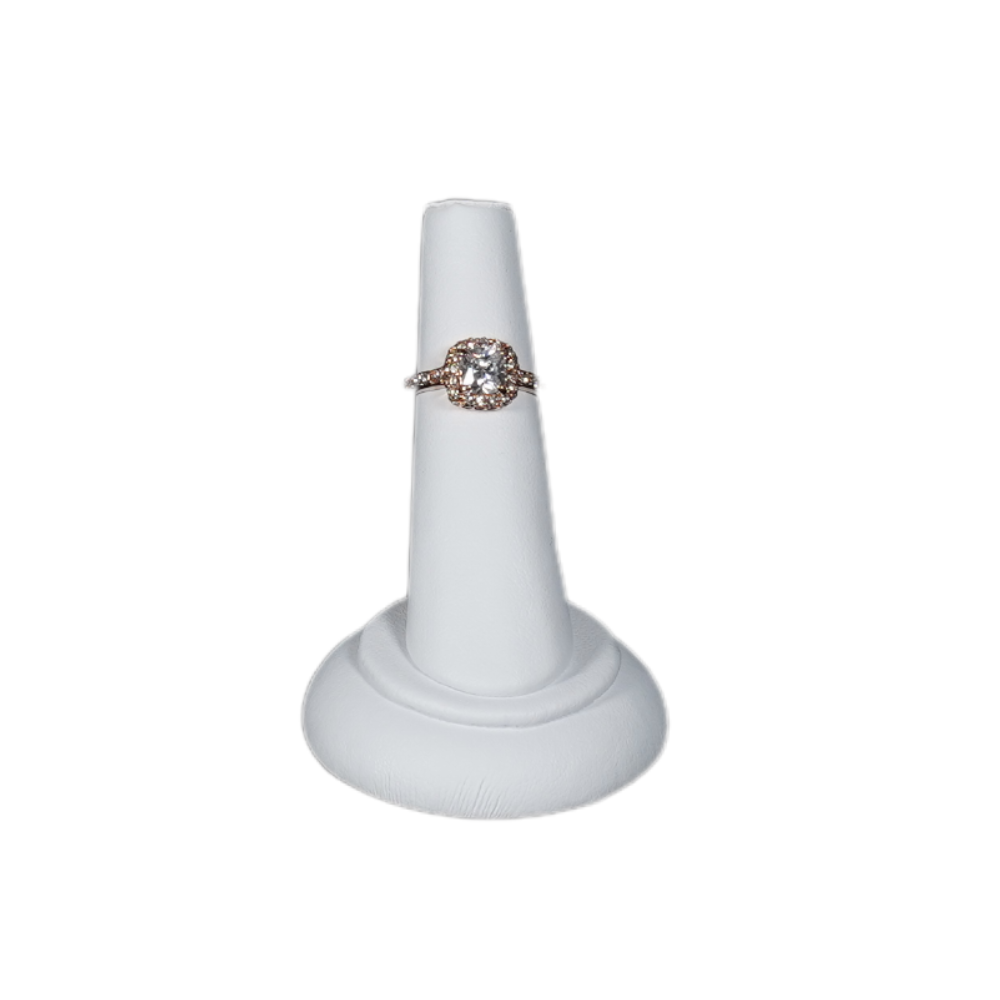 Elegant Faux Leather Round Base Ring Display Holder white