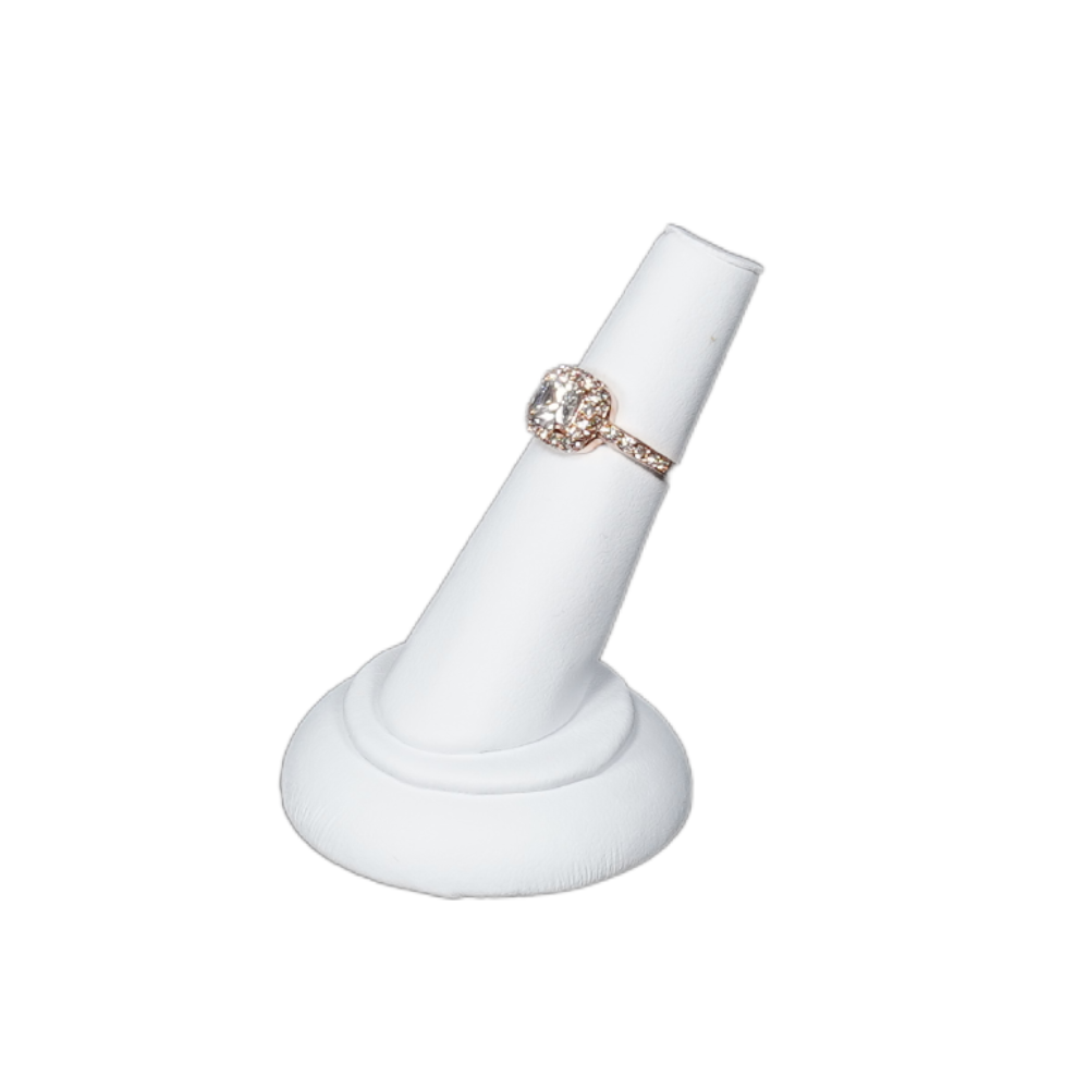 Elegant Faux Leather Round Base Ring Display Holder white